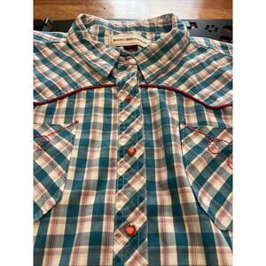 Bit & Bridle Women’s Plaid Shirt, Long‎ Sleeve, 2X, Purple, Teal & Cream, Cotton